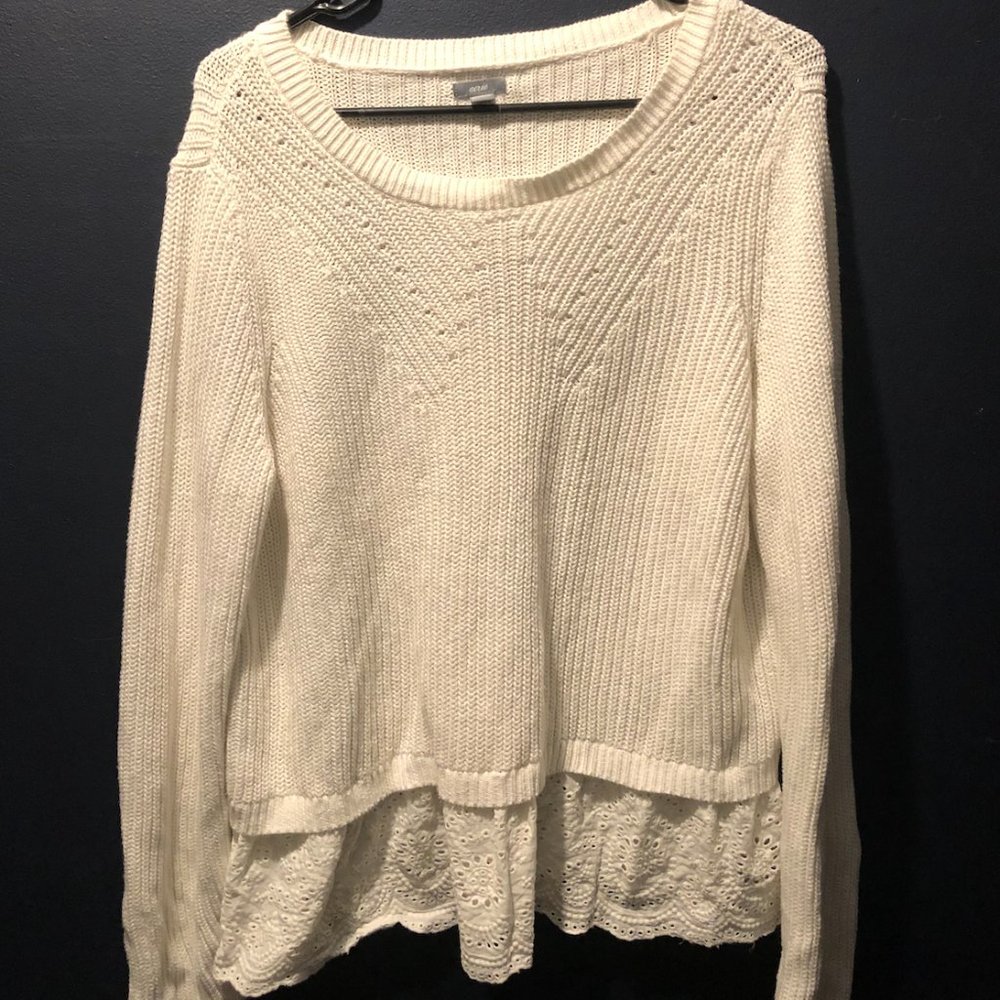 Aerie Lace Trim Peplum Sweater